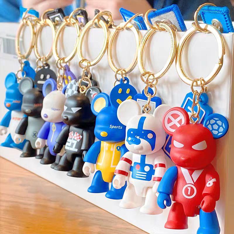 Chaveiro de Moda Não Tóxico Desenho Animado Anime Punk Urso Para Bolsa de Mulher Pingente Colorido Transparente Cachorro Chaveiro de Carro de Homem Presente de Natal