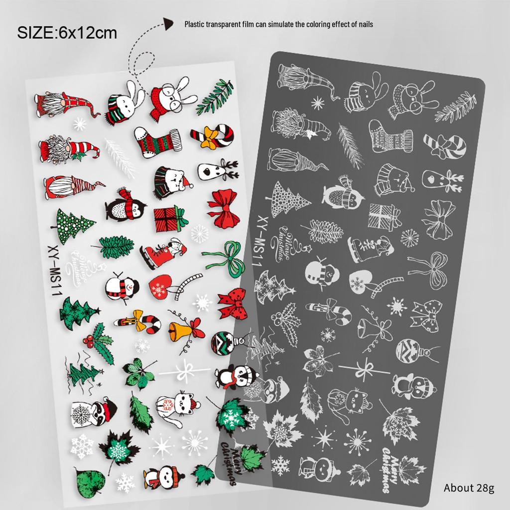 Christmas Series Snowflake Nail Art Transfer Tool - Printed Steel Plate with Transparent Film