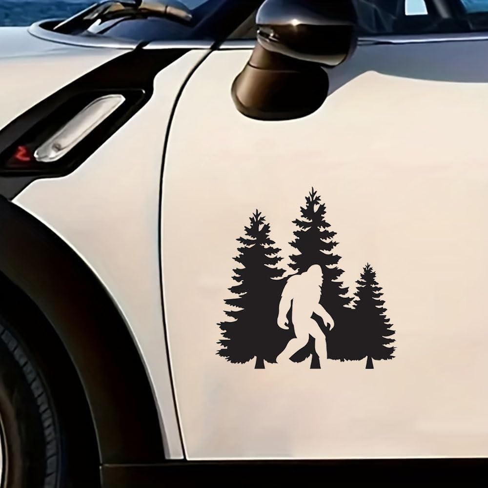 2 PCS Bigfoot Forest Scene Waterproof Vinyl DecaI Black Silhouette Stickers for Car Wall Laptop Removable Decorative Decals A-159