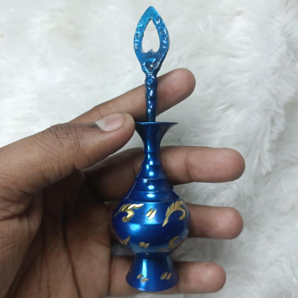 Blue Brass Kajal Holder, Traditional Surma Container with Decorative Design, Women Accessories