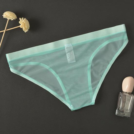 Men Underpants Breathable Mesh See Through No Bulge Pouch Low Waist Close-fitting Thin Summer Cool Triangle Pants Men Clothing