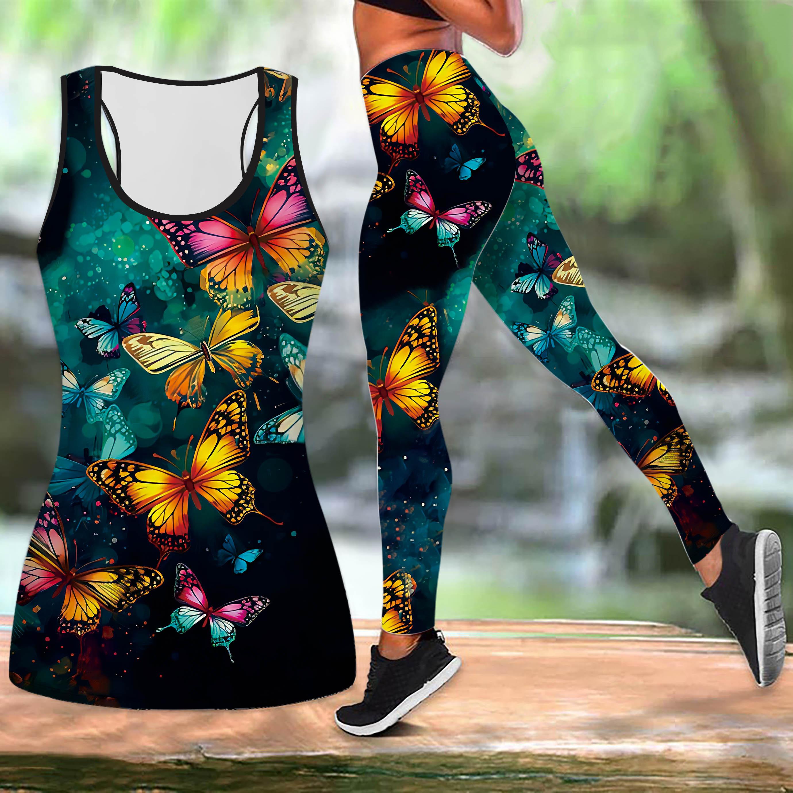 

Комплект для йоги з принтом гортензії для жінок Модні легінси для тренувань Фітнес Спортивний Повсякденний Набір для йоги Спортивний костюм XS зелений