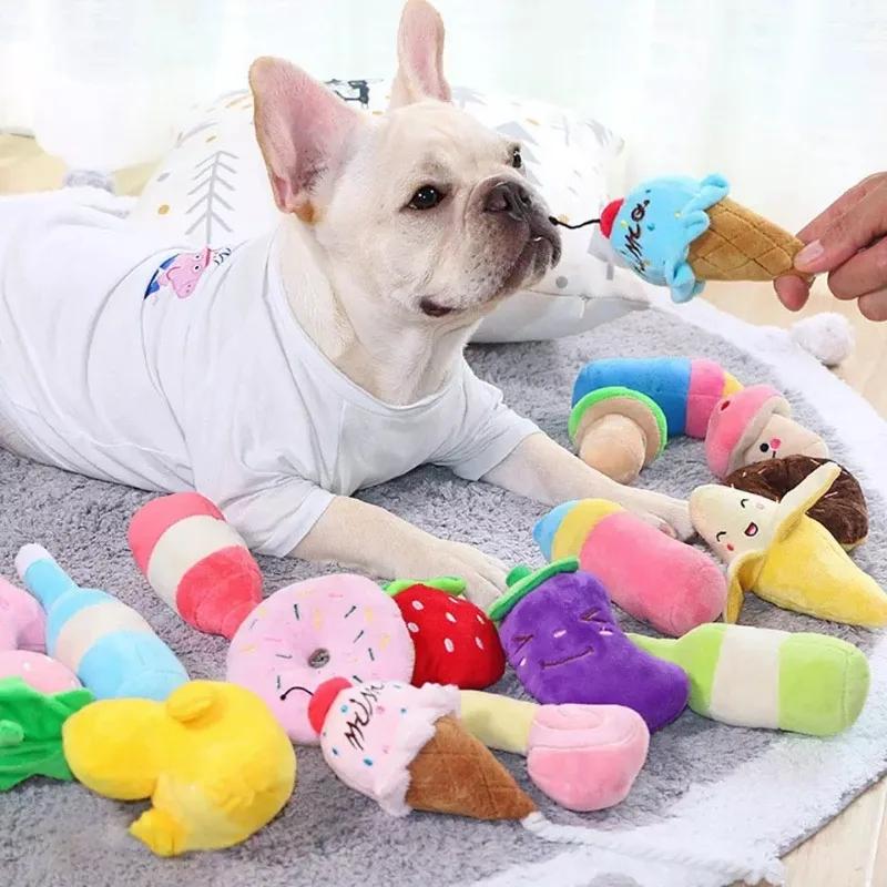 Popular Pet Dog Cat Funny Fleece Durability Plush Dog Toys Squeak Chew Sound Toy Fit for All Pets Elephant Duck Pig Plush Toys