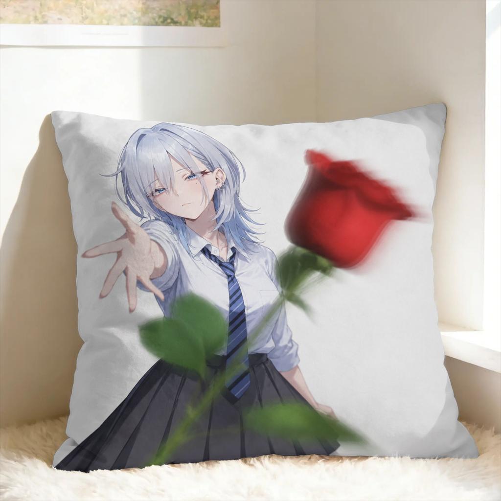 Haimiya Senpai Wa Kowakute Kawaii Manga Pillowcases Retro Trendy Pillow Case For Sofa Bedroom Home Decor Graphic Pillow Cover