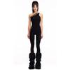 Kkx Street Sexy One-Shoulder Diagonal Collar Hollow-out Ripped Jumpsuit Fashion Sexy Skinny Slimming Bottoming Jumpsuit