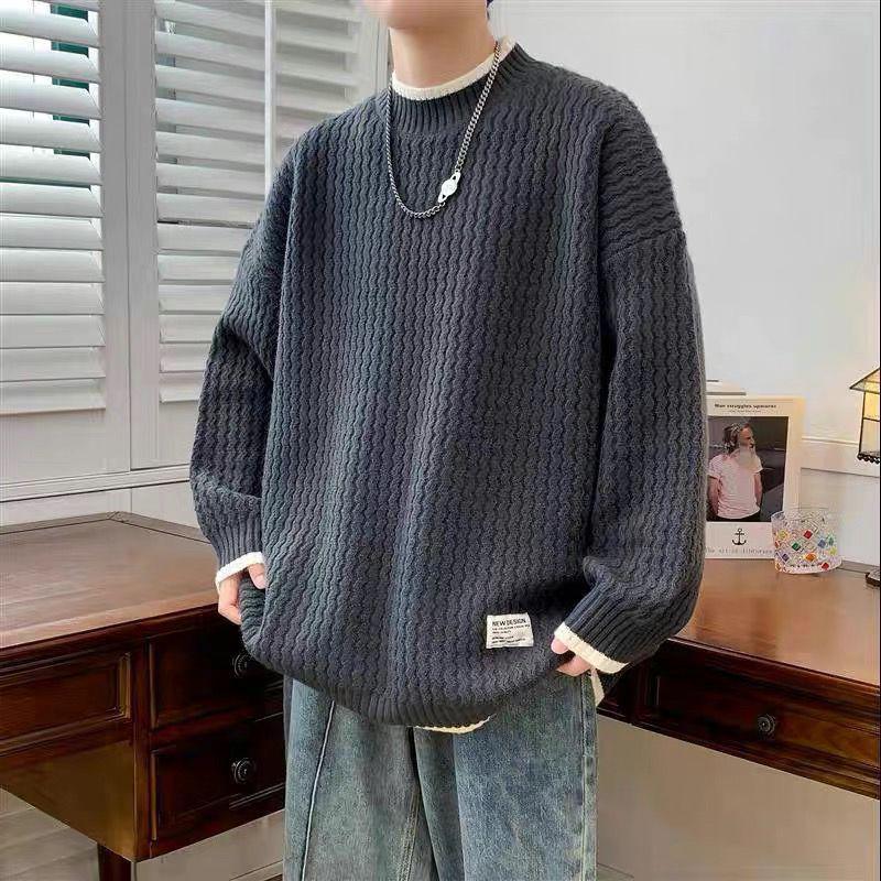 2025 Autumn/Winter Trendy Jacquard Knitwear: Versatile Hong Kong Style Sweater L серый