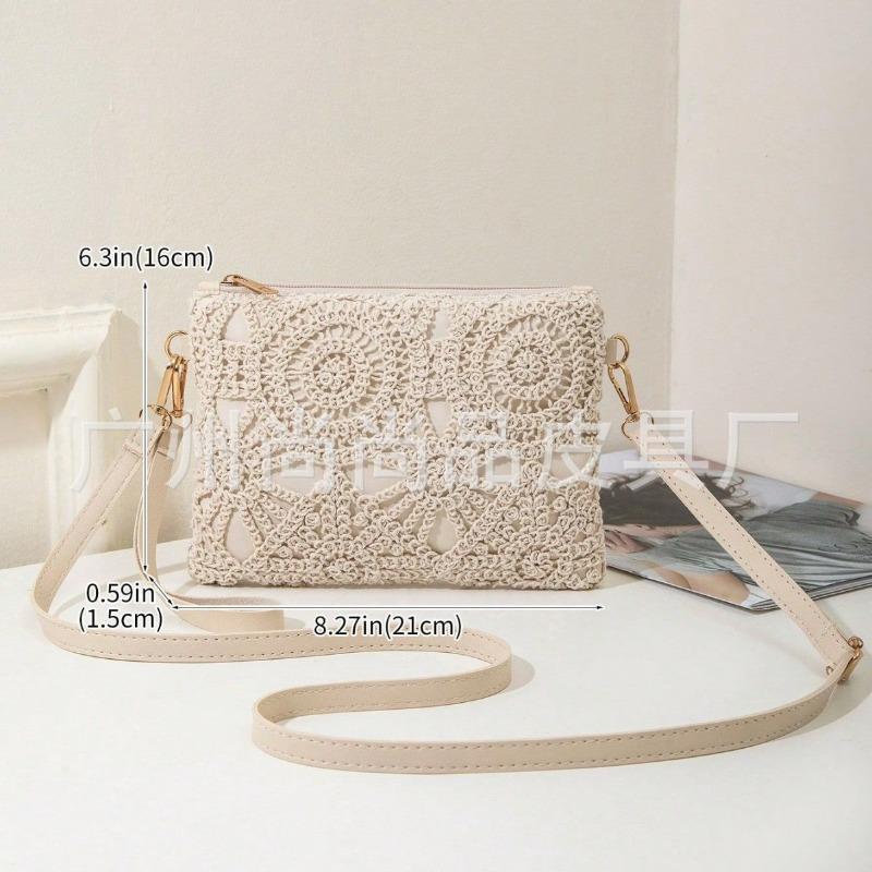 New Trend Hollow Flower Hand Bag Shoulder Crossbody Casual Small Square Bag Light Luxury Daily Matching