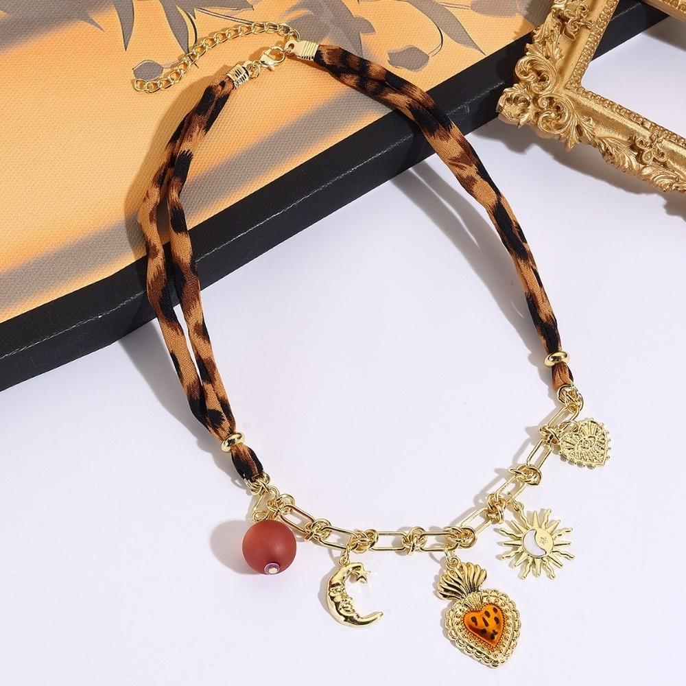 Bohemian Scarf Necklace Heart Charm Scarf Chocker Stackable Jewelry Charm Necklace  Daily