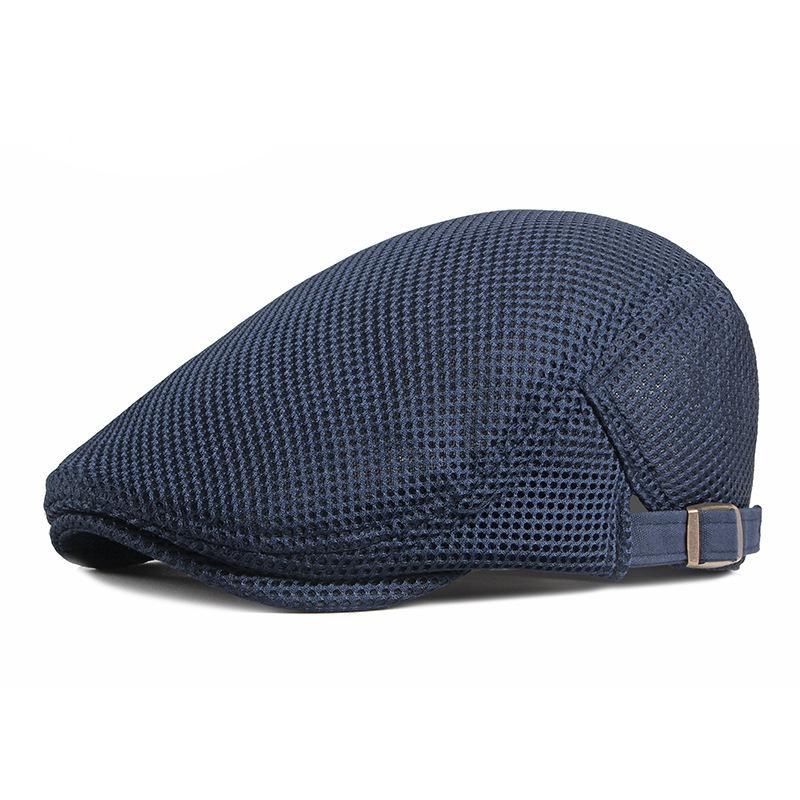 Summer thin hollow mesh breathable duckbill cap men's light plate retro sun protection forward hat