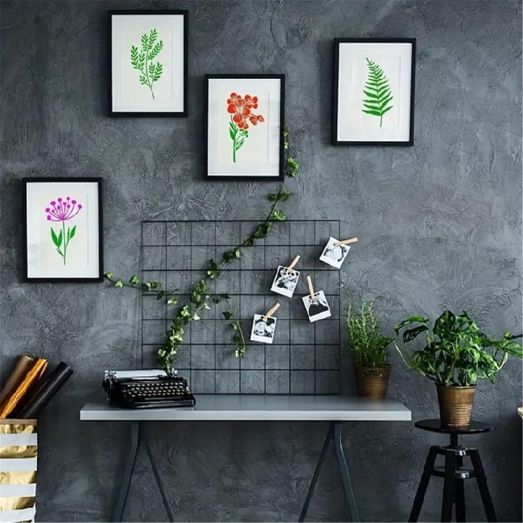 Kindersichere Zeichenübungs-Sets 18 Präzise Geschnittene Wildblumen-Schablonen Wiederverwendbare Kunststoff-Kunstführer Für Schulprojekte Kreatives Lernen