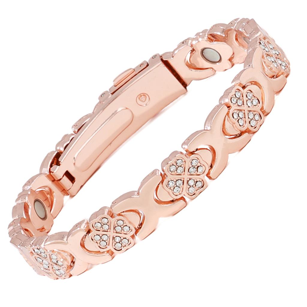 Ladies Detachable Energy Magnetic Bracelet Eco Friendly Rhinestone Adjustable Bangle