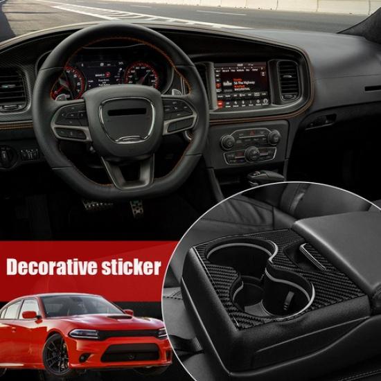 Carbon Fiber Rear Water Cup Holder Cover Trim For Dodge Charger 2015~2021 Type