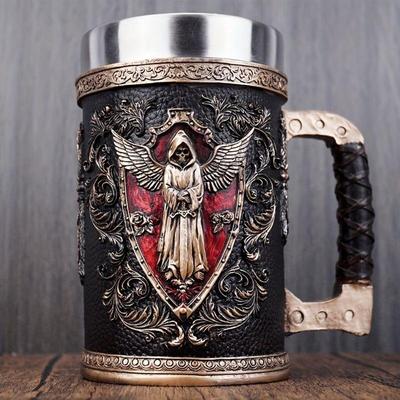 Totenkopf Tassen Kollektion Edelstahl Einsatz Harz Bier Danegeld Krug Kaffee Bier Tassen Tasse Halloween Freunde Geschenk