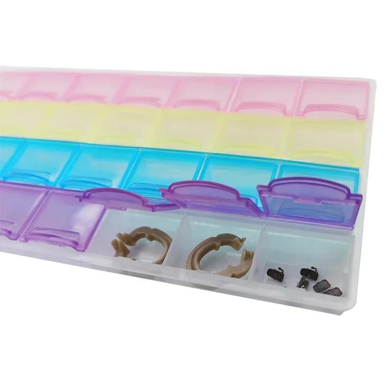 28 Grid Dental Storange Box with Individual Transparent Cover Materials Brackets with Ring Buccal Tube Storage Box