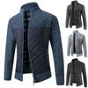 Casual Men Autumn Zip Thick Knitted Sweater Pockets Warm Slim Cardigan Coat