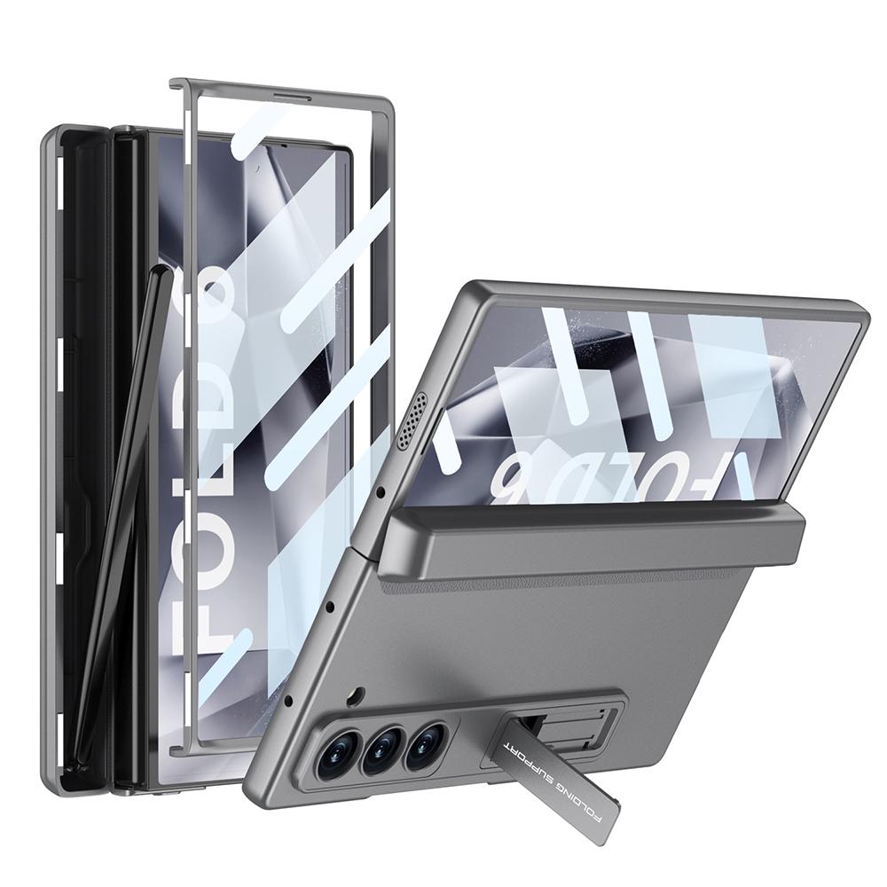 Frosted Hard PC Back Case For Samsung Galaxy Z Fold 7 6 5 With Magnetic Pen Box Stand Glass Screen Film Fold6 Protective Cover