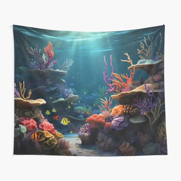Undersea World Tapestry Tropical Fish Tapestry Wall Hanging Ocean Scenery Tapestries for Bedroom Living Room Home Decoration