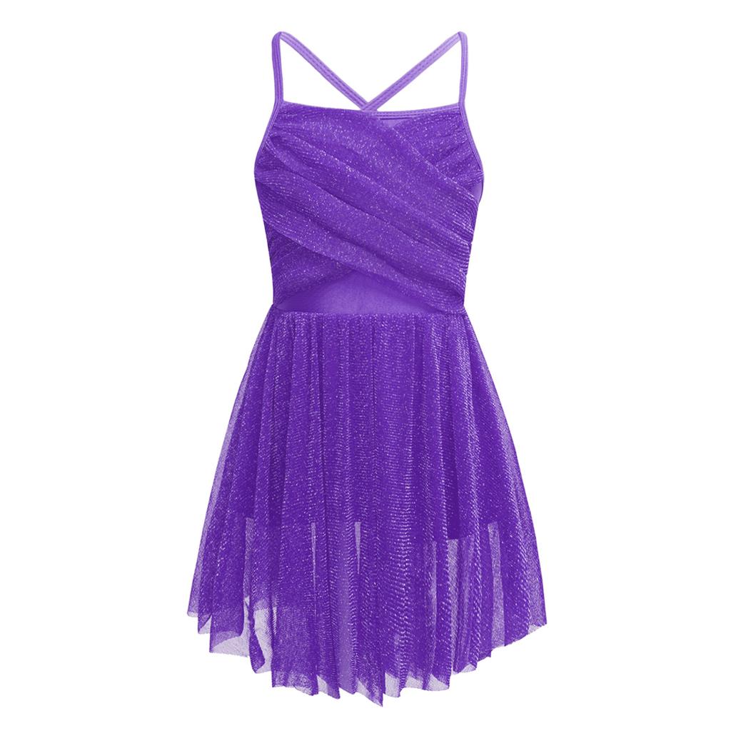 Dziecięce dziewczyny Camisole Fancy Dress Spaghetti Paski Balet Łaciński taniec współczesny Błyszcząca sukienka liryczna