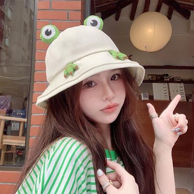 Cute Frog Hat for Women In Spring and Summer, Versatile Fisherman Hat for Parent-child Travel, Sun Protection Sun Hat, High-end Cartoon Basin Hat
