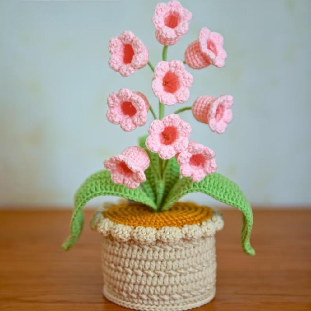 Knitting Wool Lily of The Valley Lamp Artificial Flowers 9 Glowing Crochet Artificial Flowers Handmade Crochet Orchid Gift