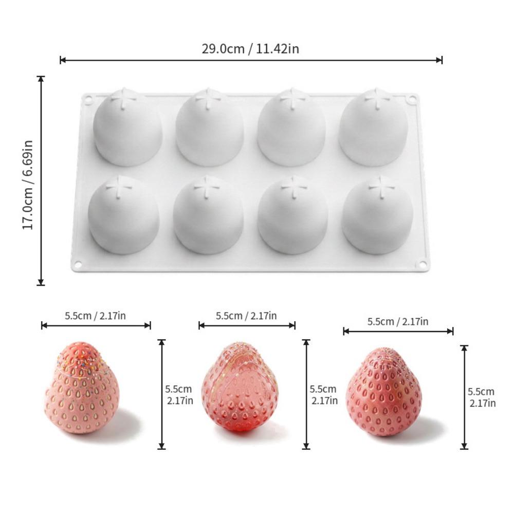Food-Grade Silicone Strawberry Mousse Cake Mold 8 Cavity French Pastry Baking Mold  Pastry Making