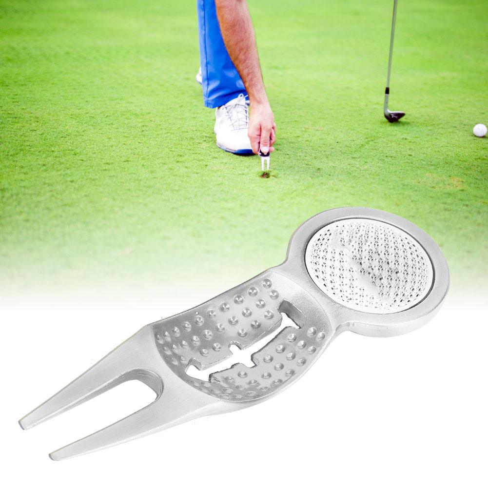 Zinc Alloy Golf Divot Repair Tool Magnet with Marker Line for Training Practicing(silver)