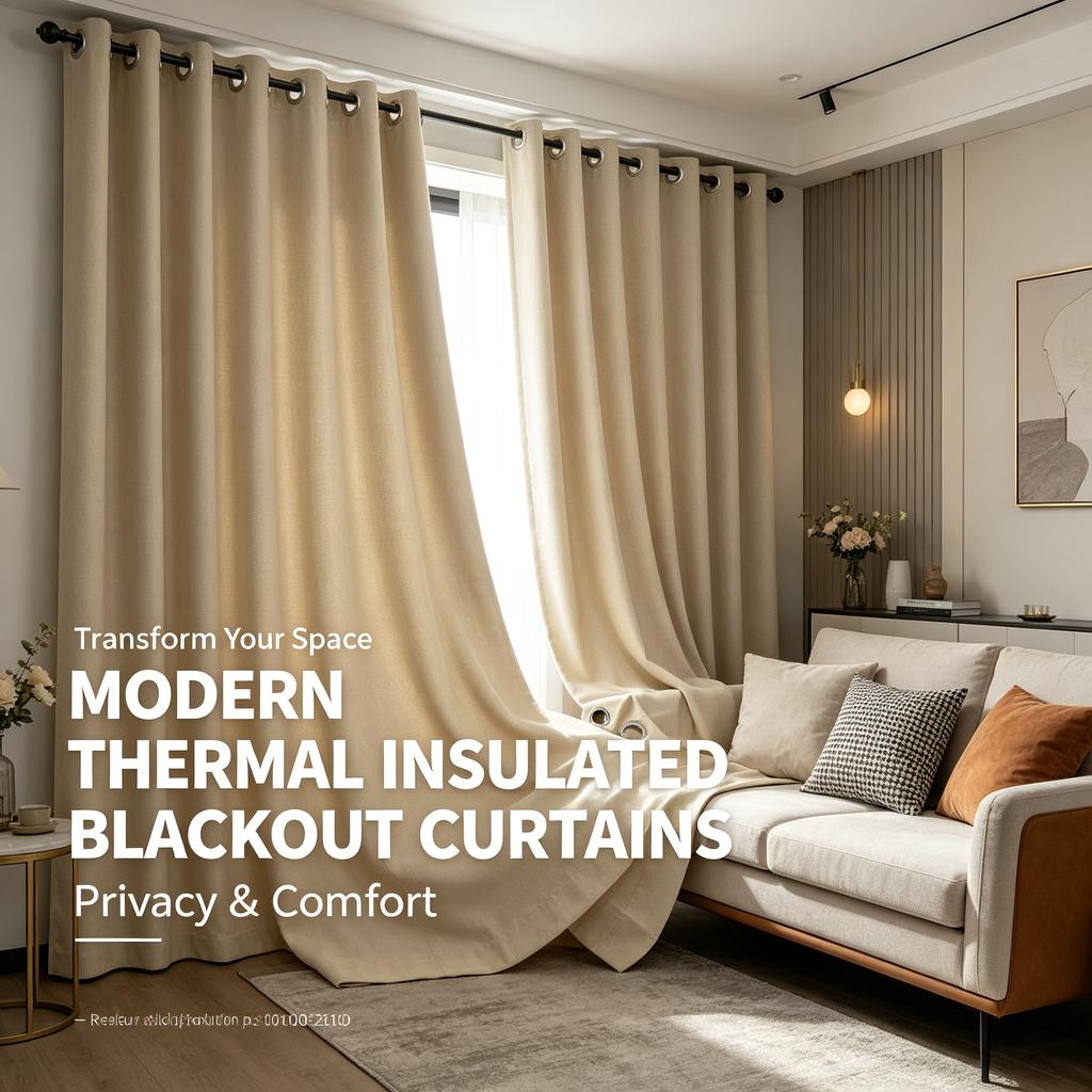Blackout Curtains for Bedroom Living Room Modern Thermal Insulation Set of 2 Panels