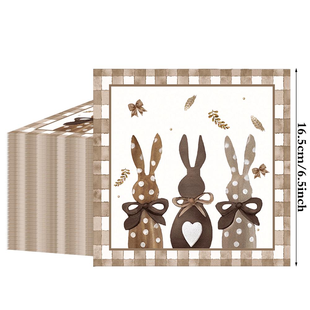 20/40/100pc Cute Bunny Napkins Rabbit Shaped Disposable Tissue for Easter Picnic Birthday Party Table Decoration Baby Shower Set