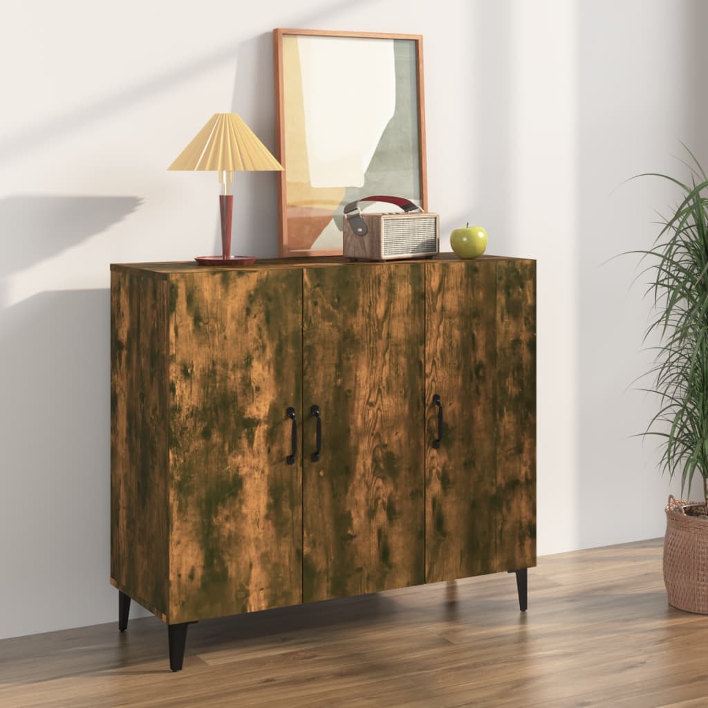 Vidaxl Szafka, Przydymiony Dąb, 90X34X80 Cm, Materiał Drewnopochodny