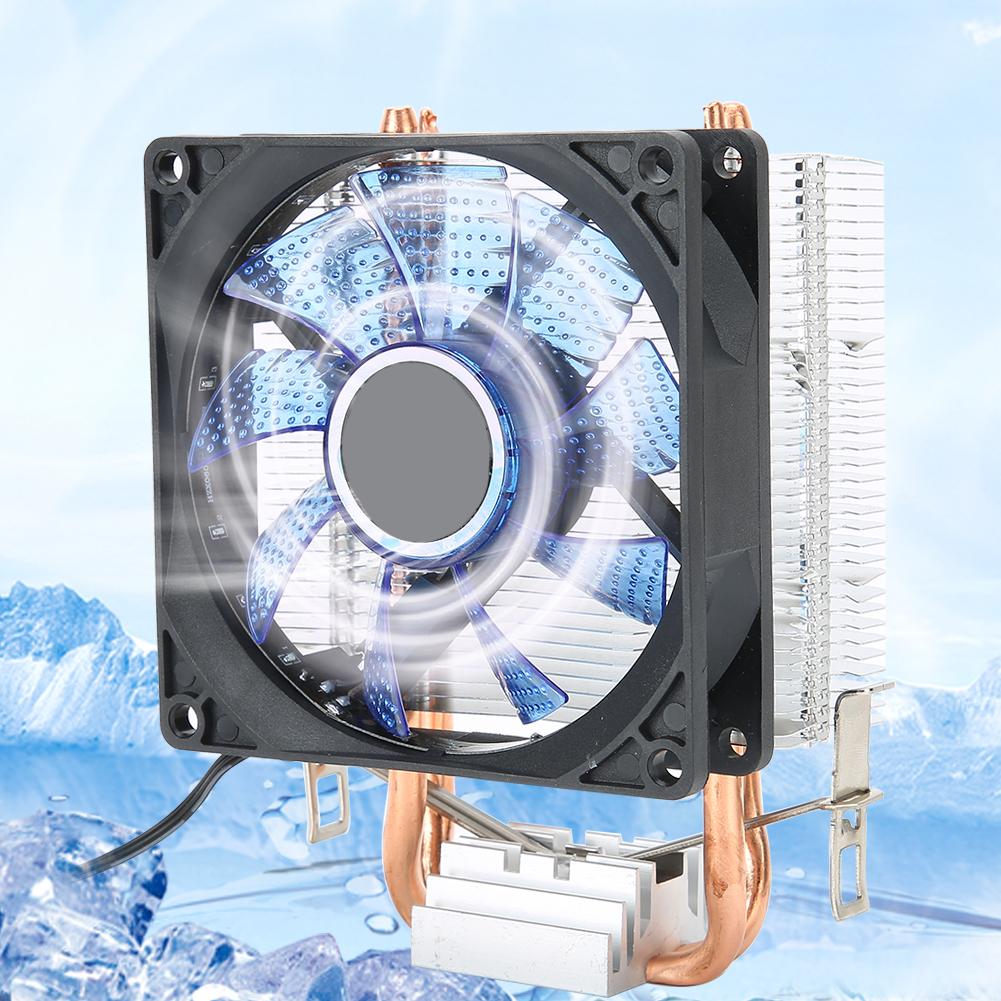 CPU Cooling Fan 3 Pin Connector PC Accessory Light 2 Brass Pipe for 775 Celsius 1155 Celsius (Red )