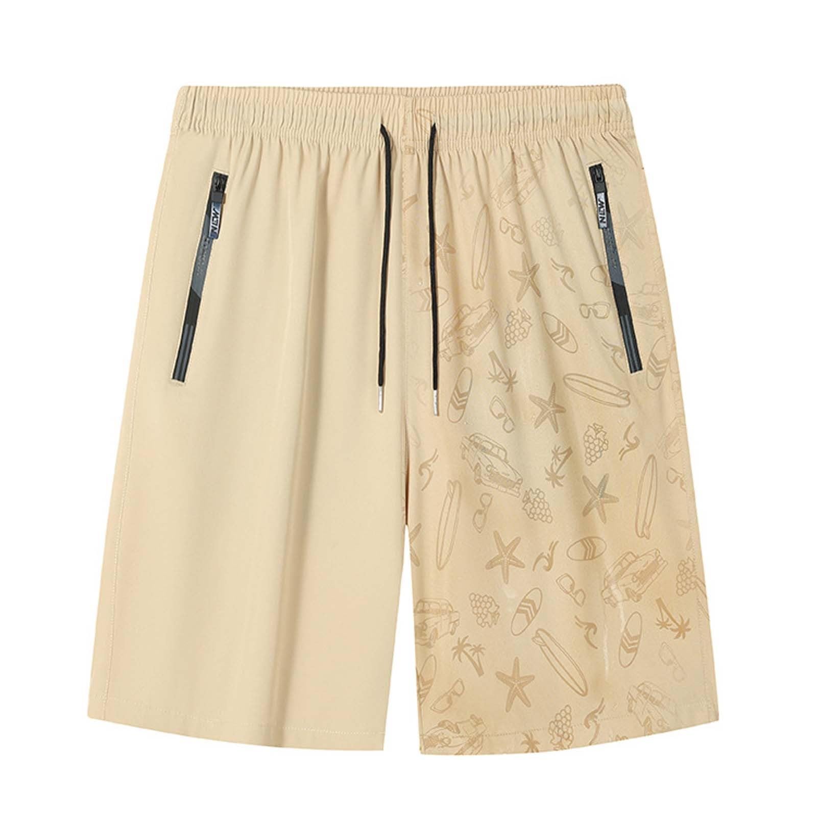 

Мужские пятифутовые шорты Летние быстросохнущие пляжные брюки Спортивные шорты средней длины XL хаки