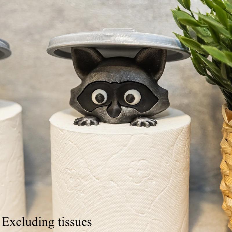 

Очаровательный 3D-печатный держатель для туалетной бумаги в виде енота - Игривый декор для ванной комнаты с крышкой, Идеальный подарок для любителей юмора, Белый пластик