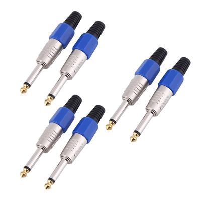 6.35mm Wire Connector Mono Audio Jack Amplifier Plugs for Microphone 6.35 Core Cable 3 Pairs