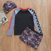 2026 Boys' Long Sleeve Racing Print Swimsuit with UPF50+ Sun Protection