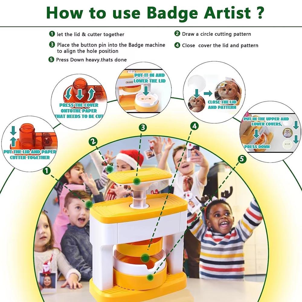 55MM Newest Badge Maker Machine Installation-Free DIY Pin Button Press Badges Maker Machine with 48Pcs Button+Circle Cutter