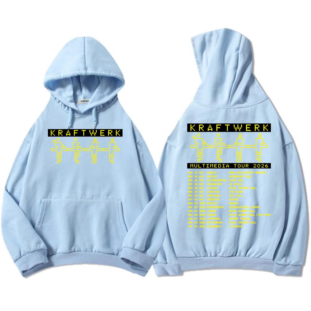 

Kraftwerk Multimedia Tour 2026 Hoodies Unisex Streetwear Long Sleeve Casual Loose Hooded Sweatshirt Rock Band Graphic Pullovers XXXL