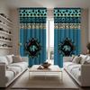 2pcs HD Thai Plaid Elephant Decorative Curtain Blue Tie Digital Printed Curtain Home Decoration Style Decoration Living Room