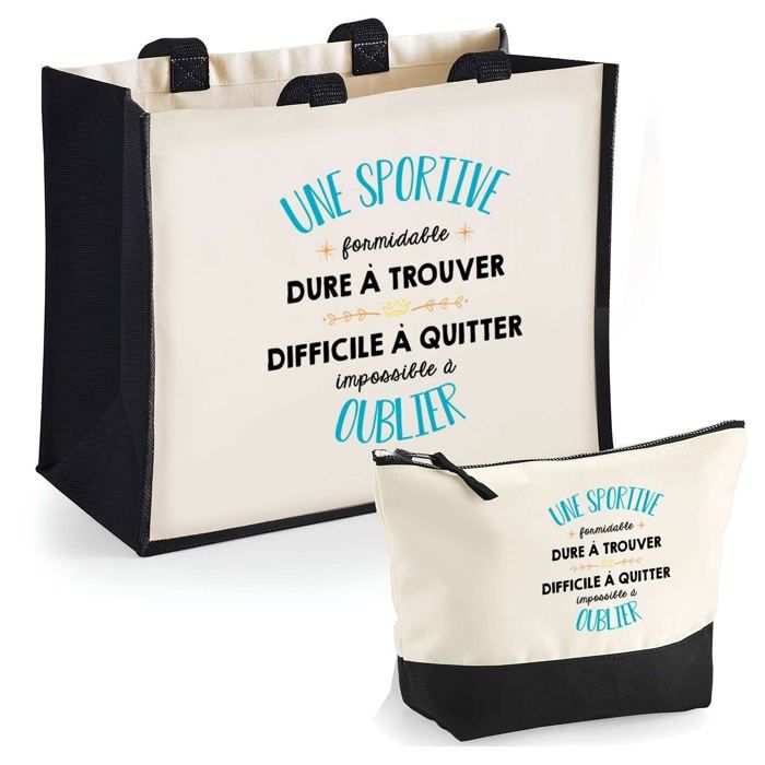 Tote bag - PLANETEE - Duo "Une Sportive Formidable" - Jute & coton - 33x42 cm - Personnalisé