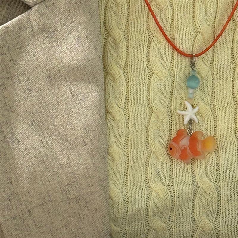 Cute Cartoon Fish Pendant Necklace for Girls Colorful Rope Chain Necklace Best Friends Necklace Friendship Accessories