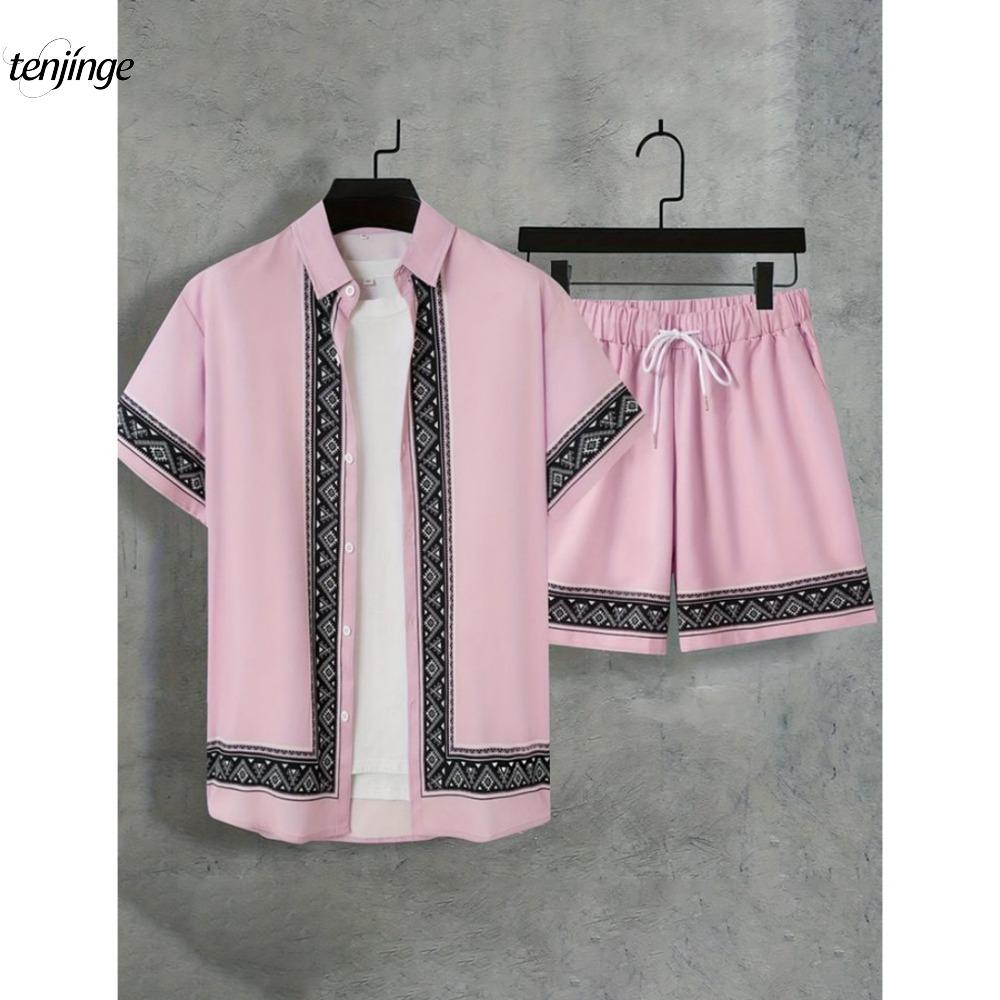 Everyday Fashion Men's Short-sleeved Shirt Summer Short-sleeved Shirt And Beach Shorts Men's Suit Street Casual Y2k Men's Shorts