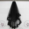 Black Two Layers Wedding Veils With Comb Lace Tulle Short Bridal Veil Accessories for Wedding