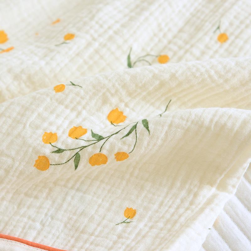 Women's Cotton Short Sleeve Pajama Set - Three-Piece Spring/Autumn Long Pants, Summer Thin Style