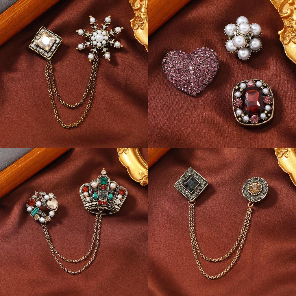 Vintage Zinc Alloy Brooch Pin With Tassel For Womens Retro Fashion Accessory