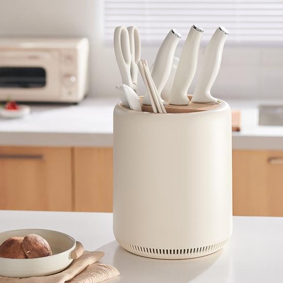 Kitchen Cutter Rack And Chopstick Holder 360° Rotation Stable Storage Rack Breathable Water-Draining Multifunctional Kitchen Organizer