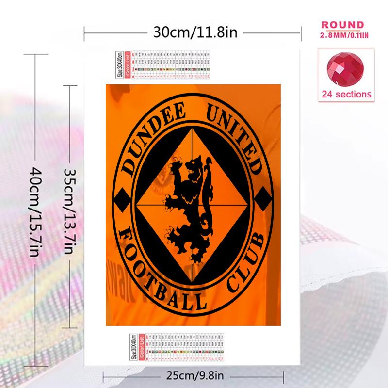 Dundee United FC Pattern 3pcs 100% Round Full Drill 5D DIY Diamond Painting Embroidery Cross Stitch Rhinestone Décor