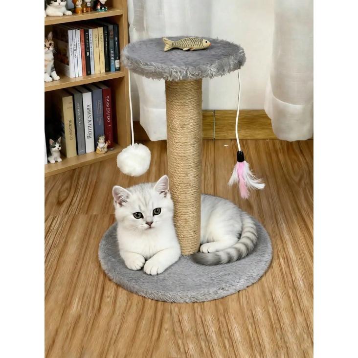 Mini Sisal Cat Scratching Post Kitten Climbing Tower, Vertical Wear-Resistant No-Debris Claw Care Tower, Suitable For Small Apartments, Built-In
