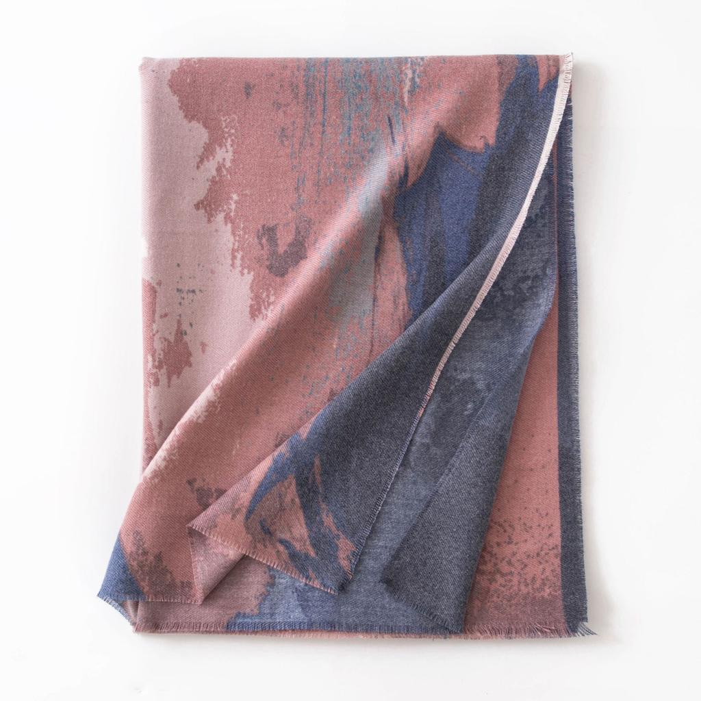 Cross Border 2025 Autumn Winter New Imitation Cashmere Tassel Shawl Fresh Sweet Rose Printed Cold Warm Scarf