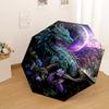 Fantasy Dragon With Moon And Stars Compact Travel Automatic Umbrella Folding Umbrella With 8 Ribs Lightweight All Season Use Fashion Lovers