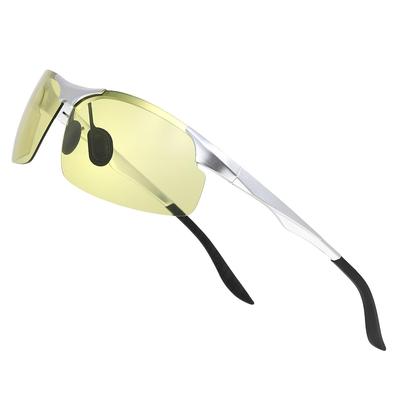 EcoRide World Polarisierte Sport-UV-Nacht- und Sonnenbrille, Gläser, Sonnenbrillen, Schutz, Photochrom, Leichtgewicht, Fahren, Herren Damen (Silber)
