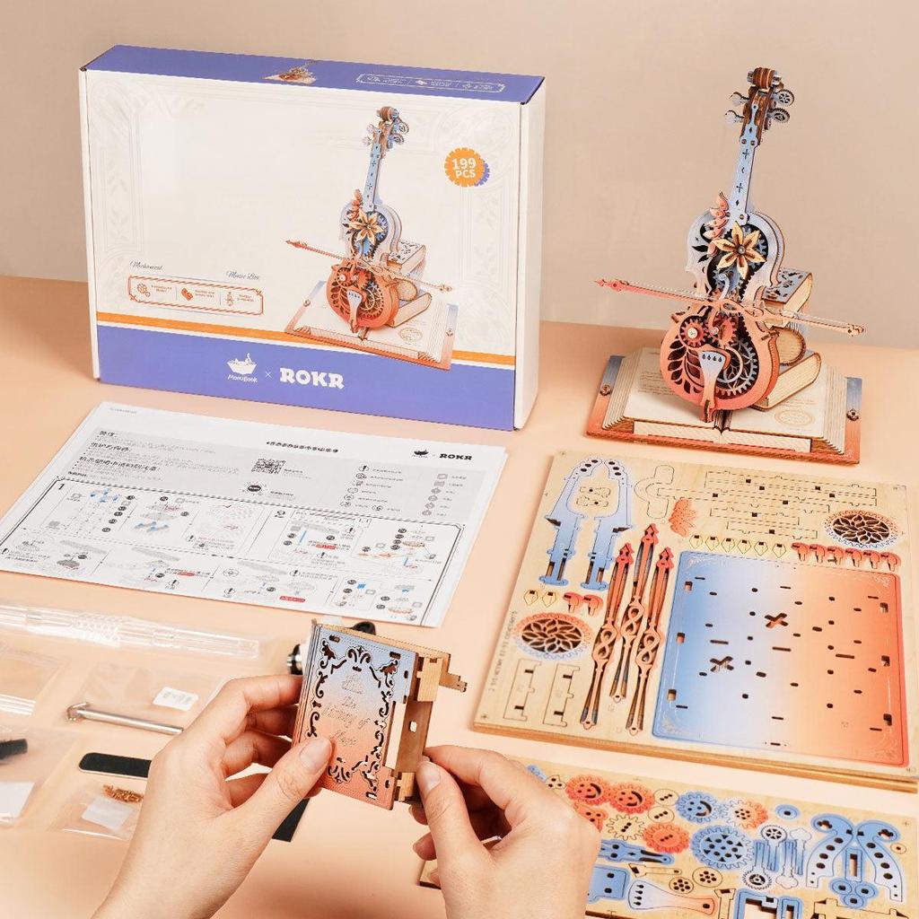 ROBOTIME ROKR Symphonie der Wunderschönen Träume Mechanische Spieluhr 3D Holzpuzzle AMK63M